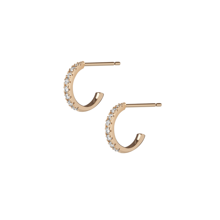 Huggie Earrings with White Diamonds Yellow Gold Vermeil 14k 18k Pair | Single | First
