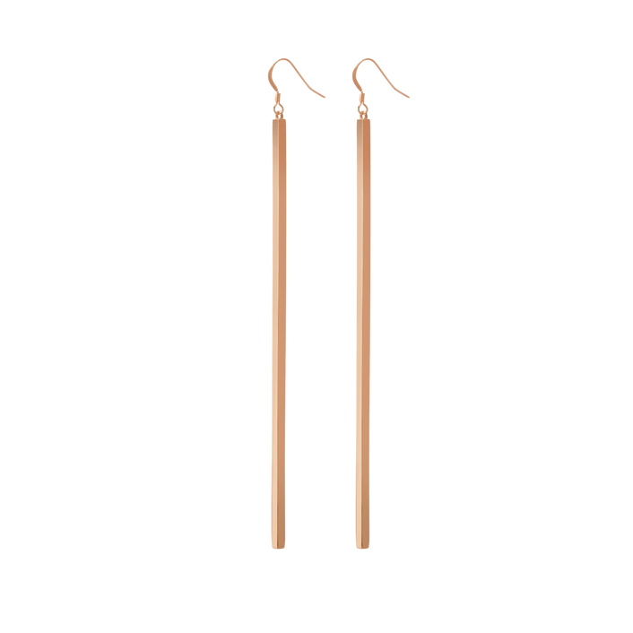 Long Bar Earring Rose Gold Vermeil 14k Rose Gold 18k Rose Gold Half Side    Front First Pair | Single |
