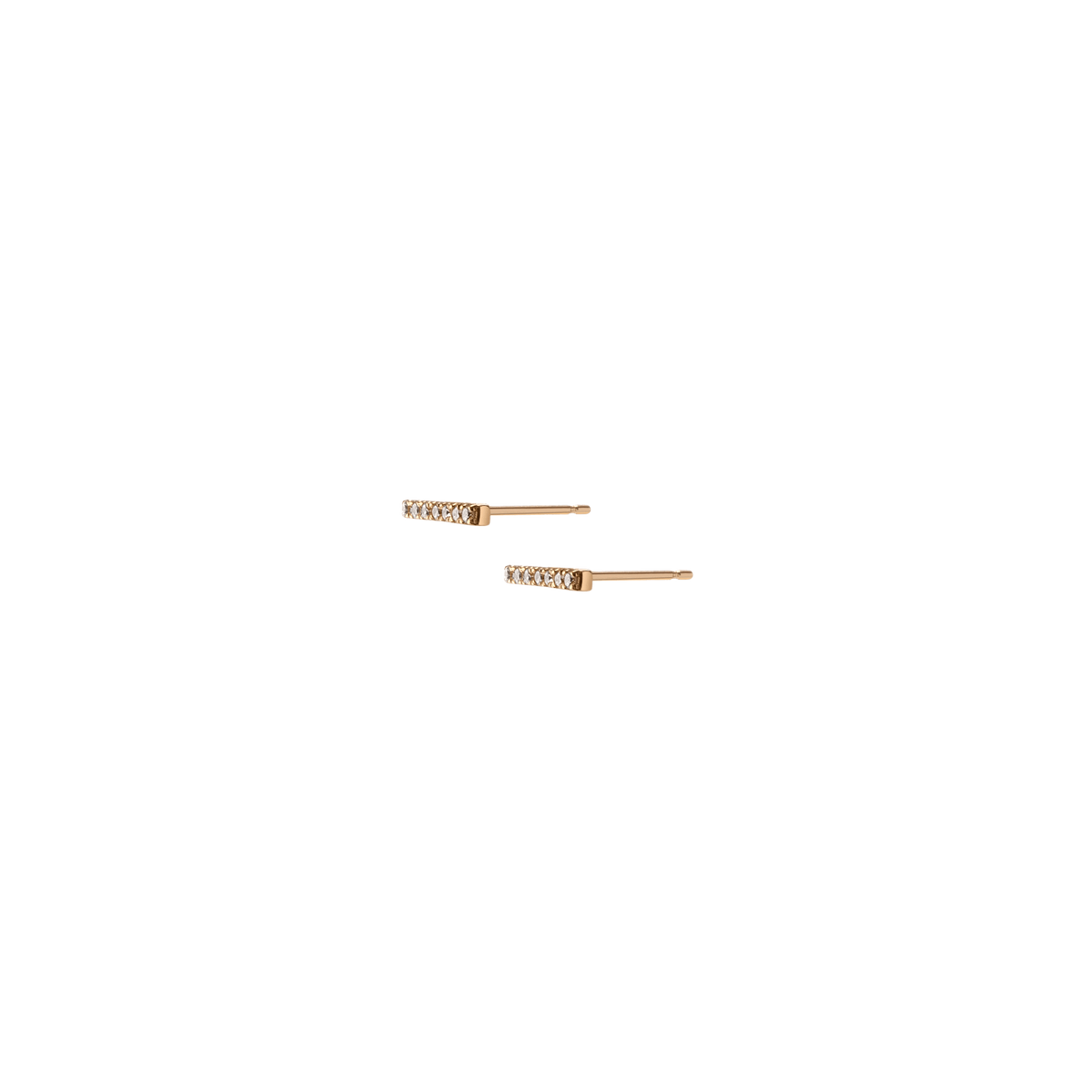 Midi Black Diamond Bar Earring Yellow Gold Vermeil 14k Yellow Gold 18k Yellow Gold Black Diamonds Half Side   Pair | Single |