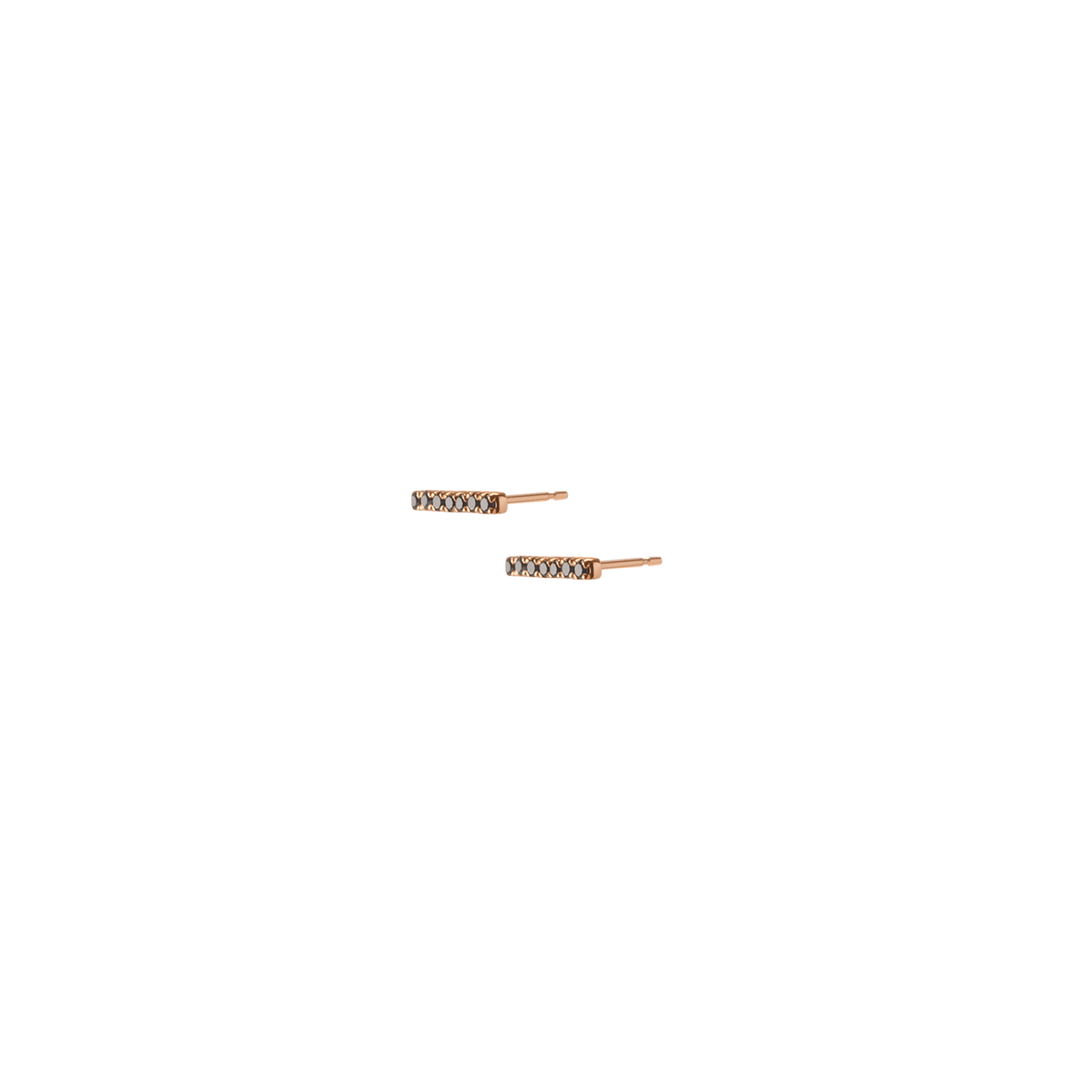Midi Black Diamond Bar Earring Rose Gold Vermeil 14k Rose Gold 18k Rose Gold Black Diamonds Half Side   Pair | Single |