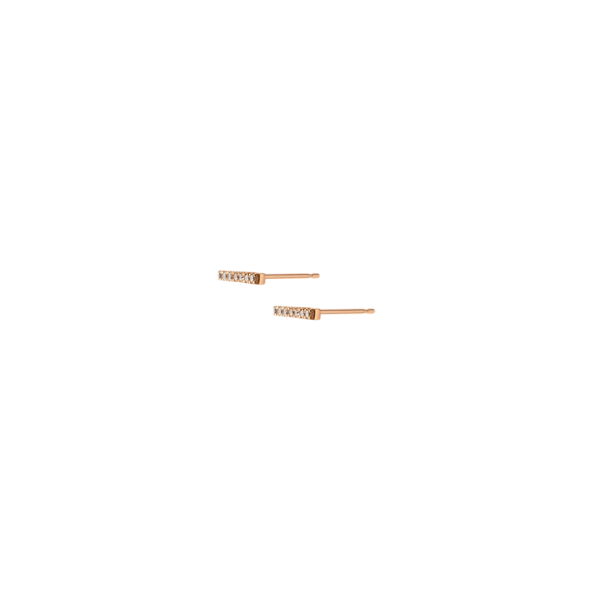 Midi Black Diamond Bar Earring Rose Gold Vermeil 14k Rose Gold 18k Rose Gold White Diamonds Half Side   Pair | Single |