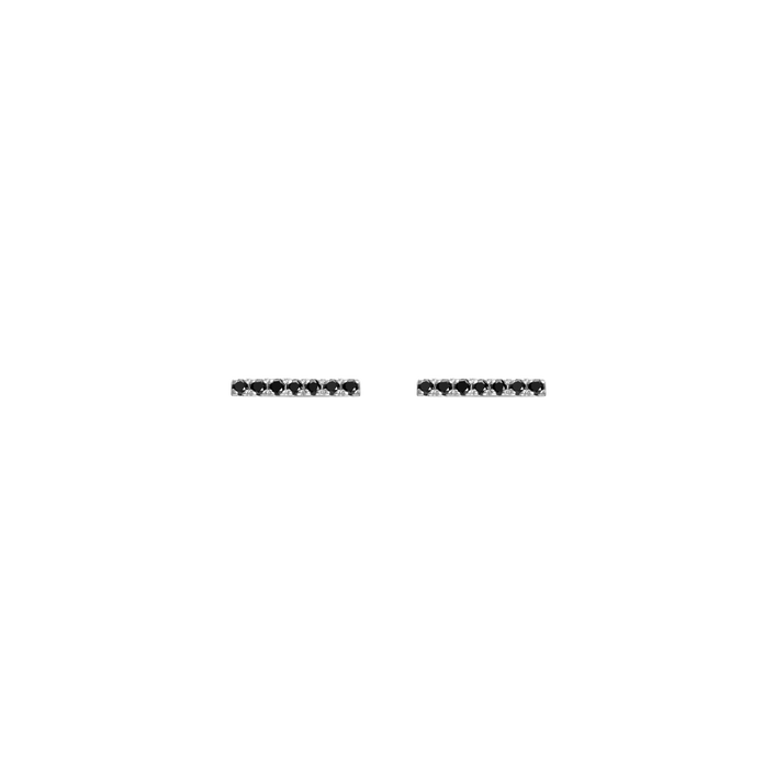 Midi Black Diamond Bar Earring Sterling Silver White Gold Vermeil 14k White Gold 18k White Gold Black Diamonds    Front First Pair | Single |