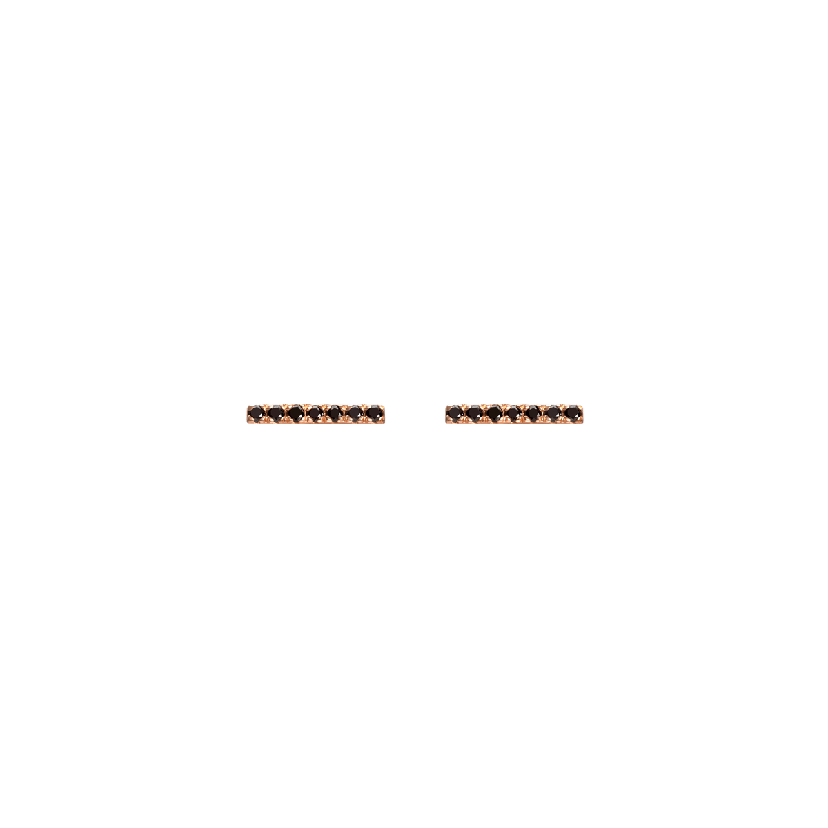 Midi Black Diamond Bar Earring Rose Gold Vermeil 14k Rose Gold 18k Rose Gold Black Diamonds    Front First Pair | Single |