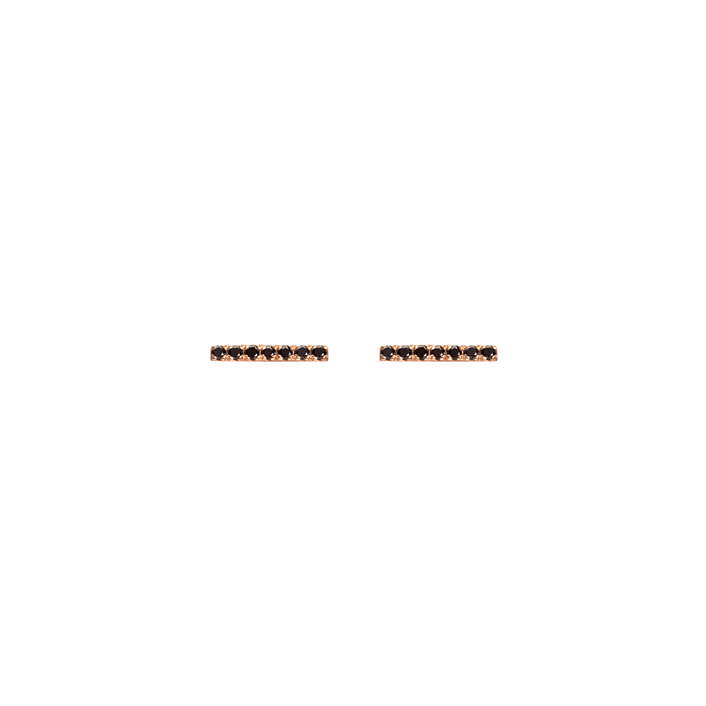 Midi Black Diamond Bar Earring Rose Gold Vermeil 14k Rose Gold 18k Rose Gold Black Diamonds    Front First Pair | Single |