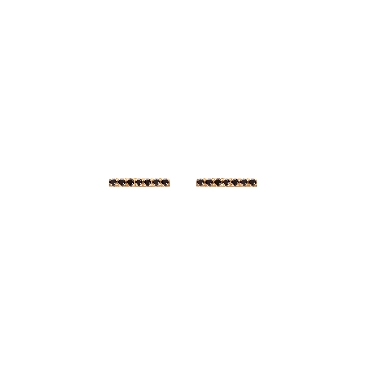 Midi Black Diamond Bar Earring Yellow Gold Vermeil 14k Yellow Gold 18k Yellow Gold Black Diamonds    Front First Pair | Single |