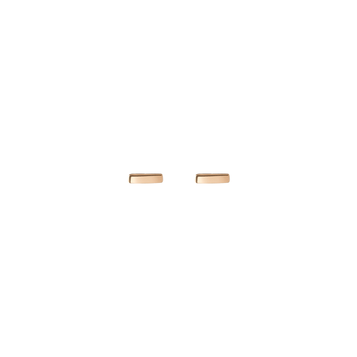 Mini Gold Bar Earring Rose Gold Vermeil 14k Rose Gold 18k Rose Gold    Front First Pair | Single |