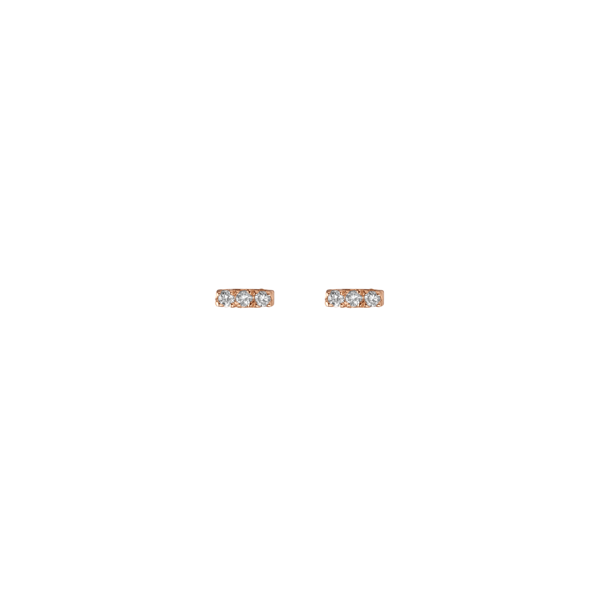 Mini Black Diamond Bar Earring Rose Gold Vermeil 14k Rose Gold 18k Rose Gold White Diamonds     Front First Pair | Single |
