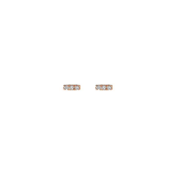 Mini Black Diamond Bar Earring Rose Gold Vermeil 14k Rose Gold 18k Rose Gold White Diamonds     Front First Pair | Single |
