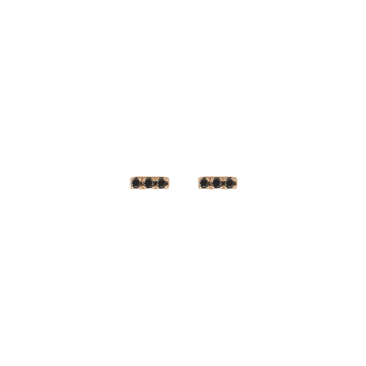 Mini Black Diamond Bar Earring Yellow Gold Vermeil 14k Yellow Gold 18k Yellow Gold Black Diamonds    Front First Pair | Single |