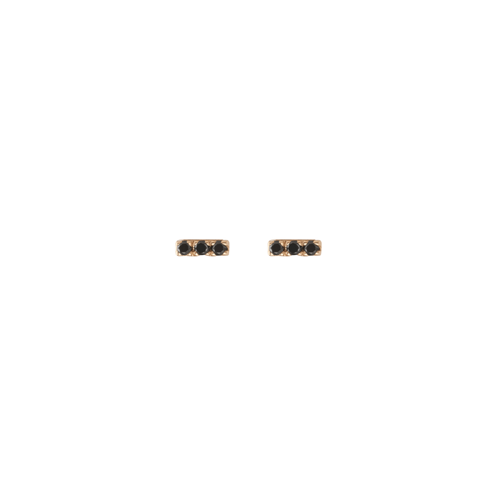Mini Black Diamond Bar Earring Yellow Gold Vermeil 14k Yellow Gold 18k Yellow Gold Black Diamonds    Front First Pair | Single |