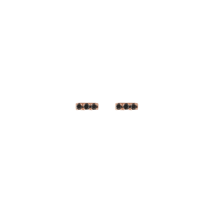 Mini Black Diamond Bar Earring Rose Gold Vermeil 14k Rose Gold 18k Rose Gold Black Diamonds    Front First Pair | Single |