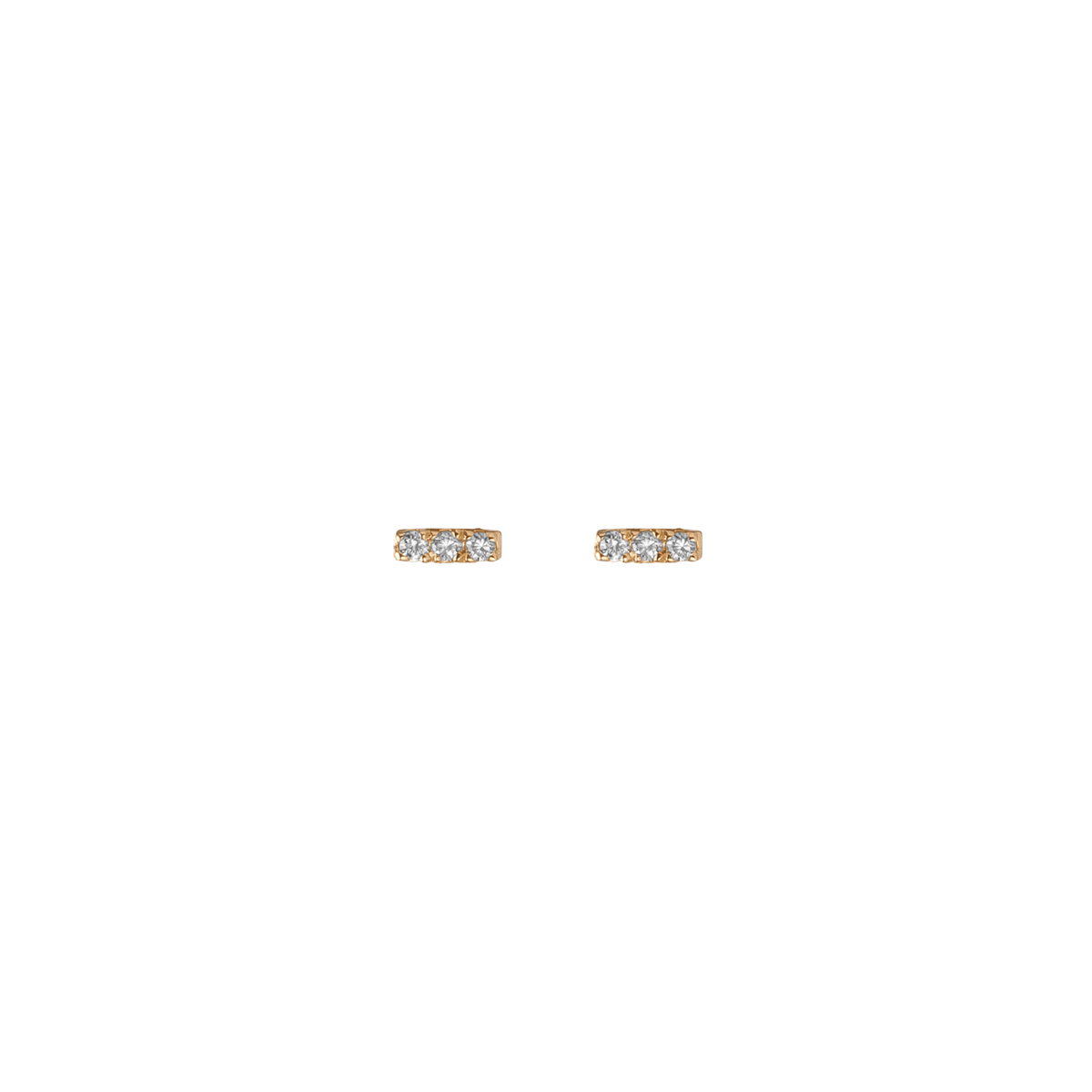 Mini Black Diamond Bar Earring Yellow Gold Vermeil 14k Yellow Gold 18k Yellow Gold White Diamonds     Front First Pair | Single |