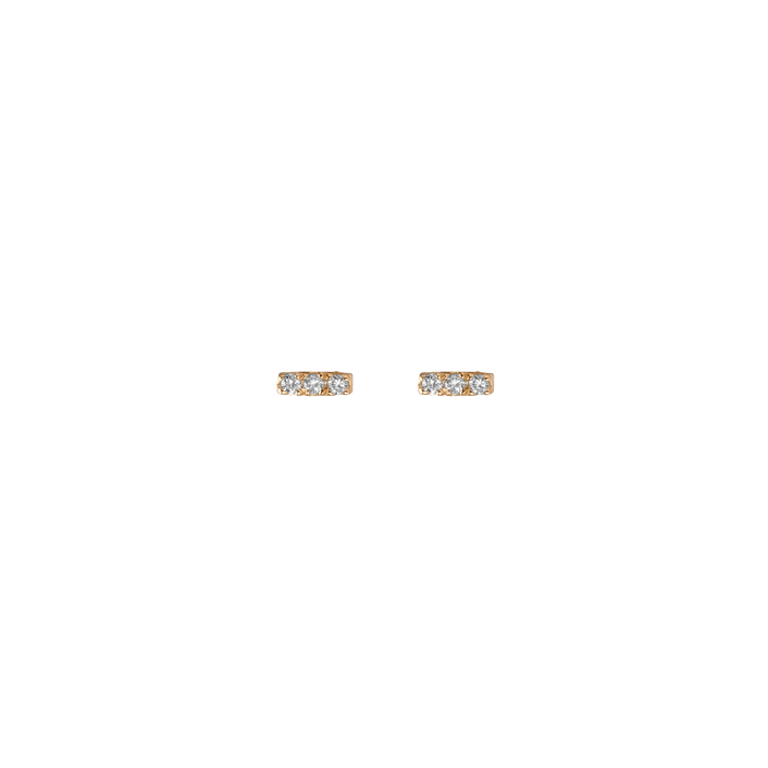 Mini Black Diamond Bar Earring Yellow Gold Vermeil 14k Yellow Gold 18k Yellow Gold White Diamonds     Front First Pair | Single |