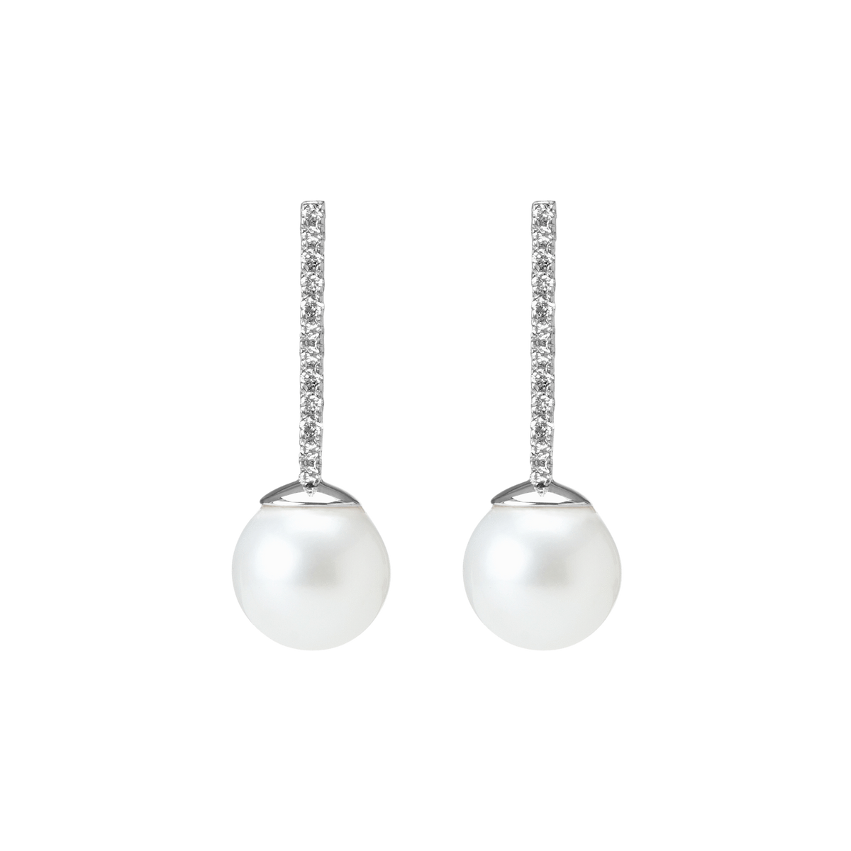 Proud Pearl Earrings  Sterling Silver White Gold Vermeil 14k White Gold 18k White Gold White Diamonds  First   Pair | Single |
