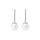 Proud Pearl Earrings with White Diamonds