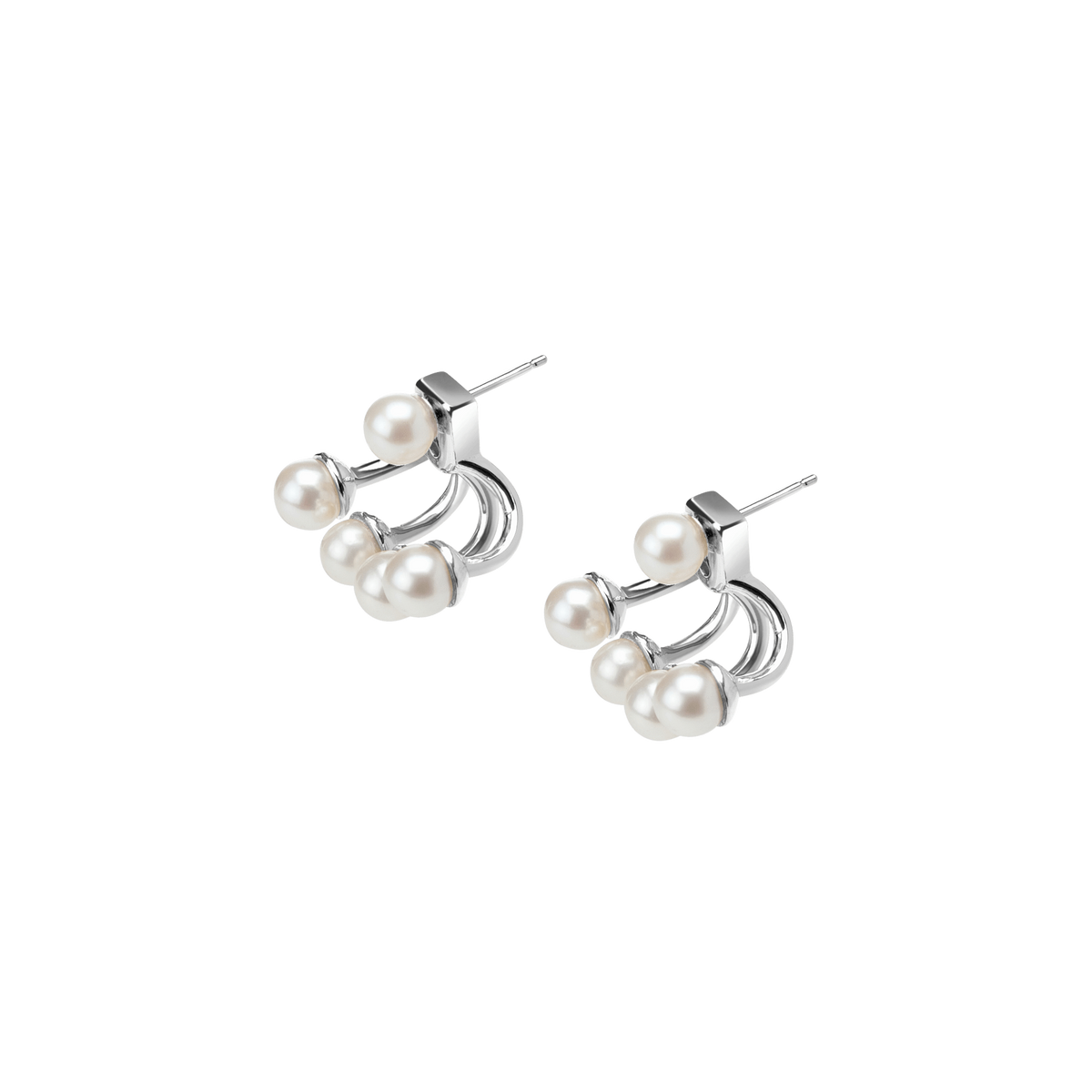 Quadripearl Ear Jacke Sterling Silver White Gold Vermeil 14k White Gold 18k White Gold Half Side   Pair | Single |