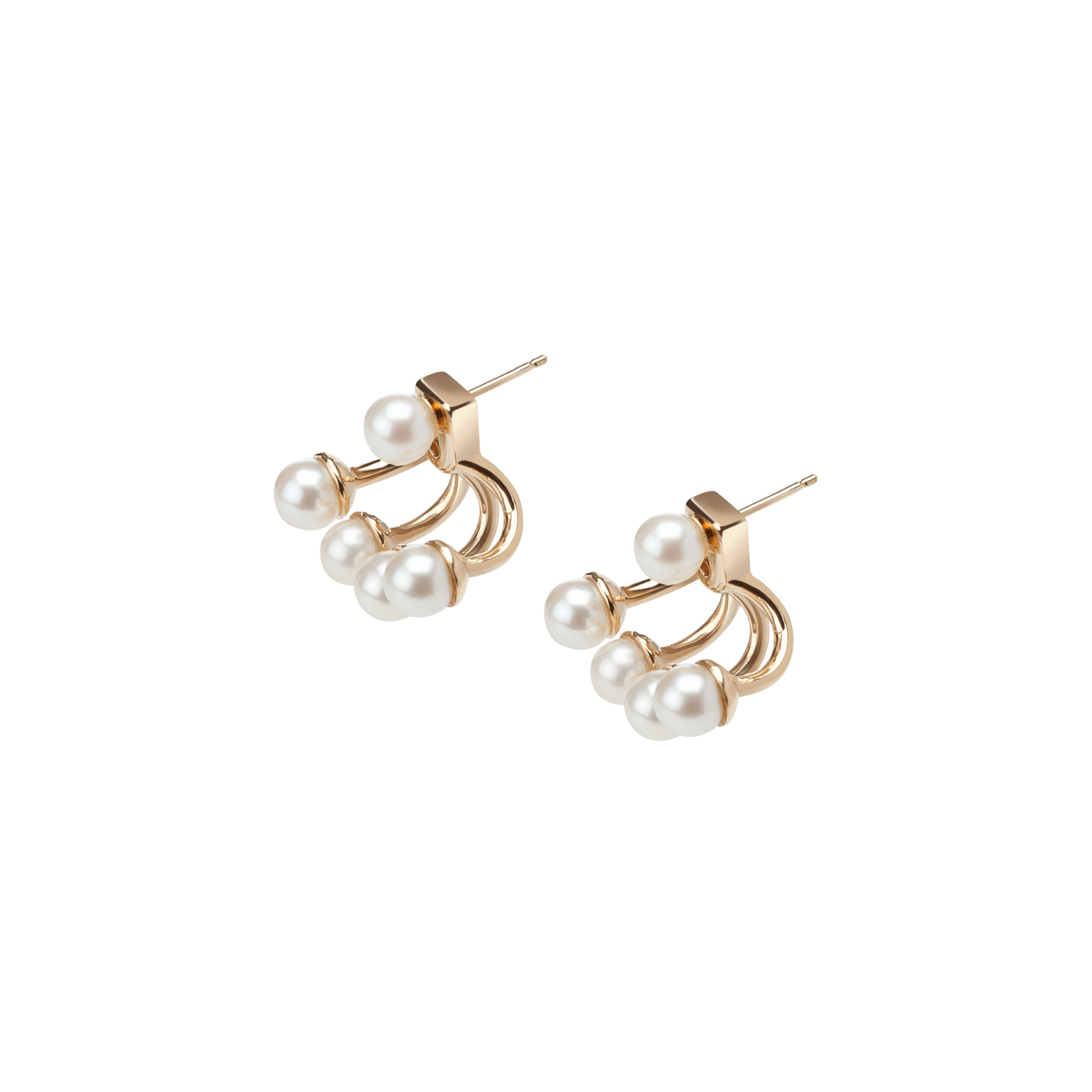 Quadripearl Ear Jacke Yellow Gold Vermeil 14k Yellow Gold 18k Yellow Gold Half Side   Pair | Single |