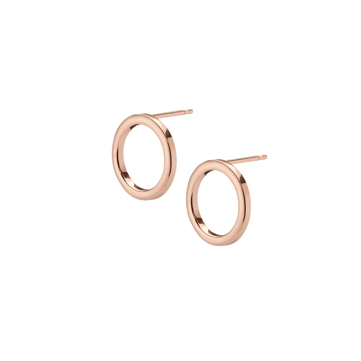 Solid Circle Earrings Rose Gold Vermeil 14k Rose Gold 18k Rose Gold Half Side   Pair | Single |
