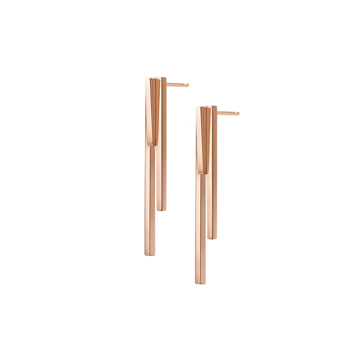 Tribar Ear Jacket Rose Gold Vermeil 14k Rose Gold 18k Rose Gold Half Side  Pair | Single |