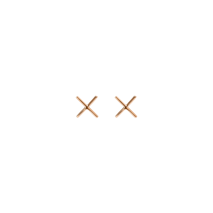 X Earring Rose Gold Vermeil 14k Rose Gold 18k Rose Gold    Front First Pair | Single |