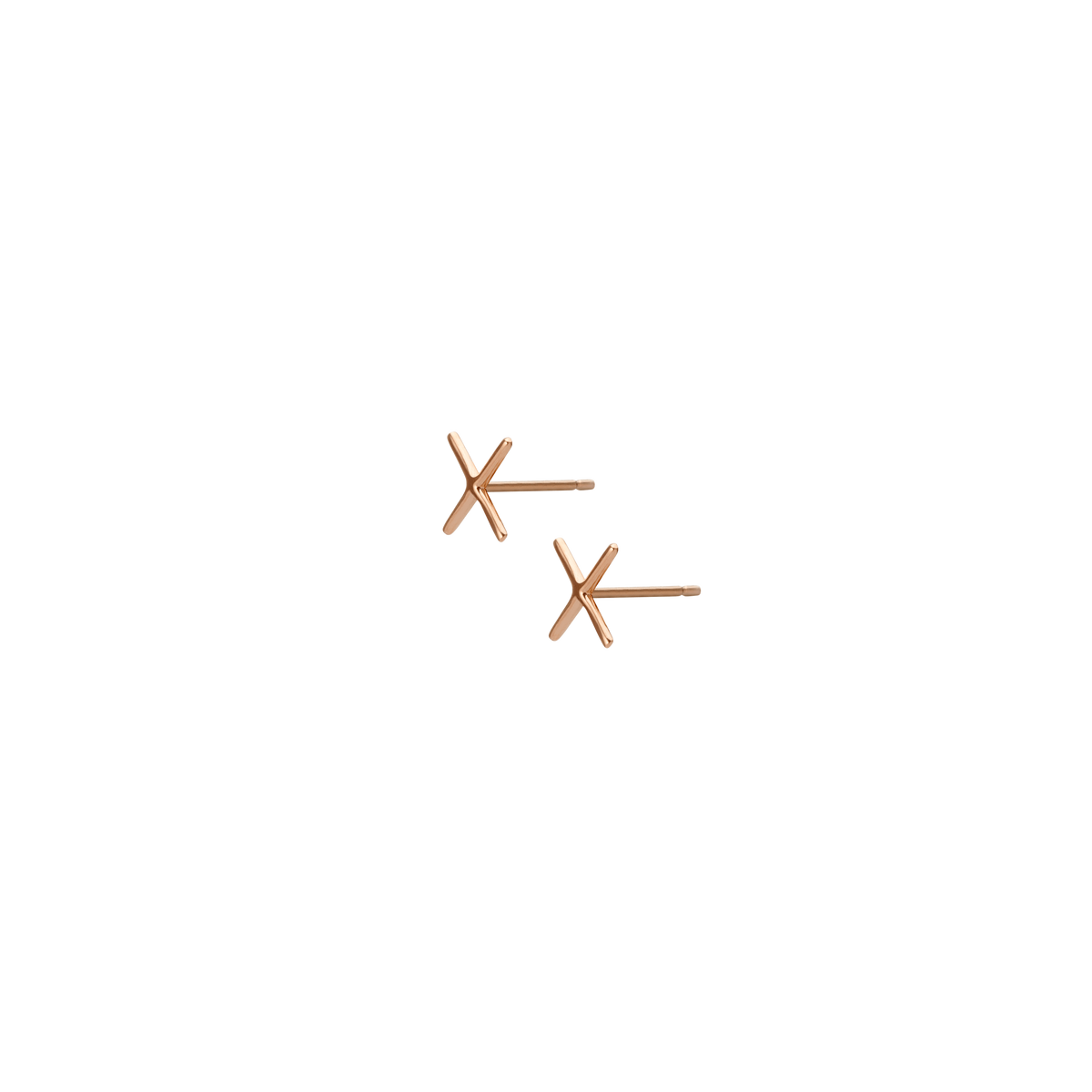X Earring Rose Gold Vermeil 14k Rose Gold 18k Rose Gold Half Side   Pair | Single |