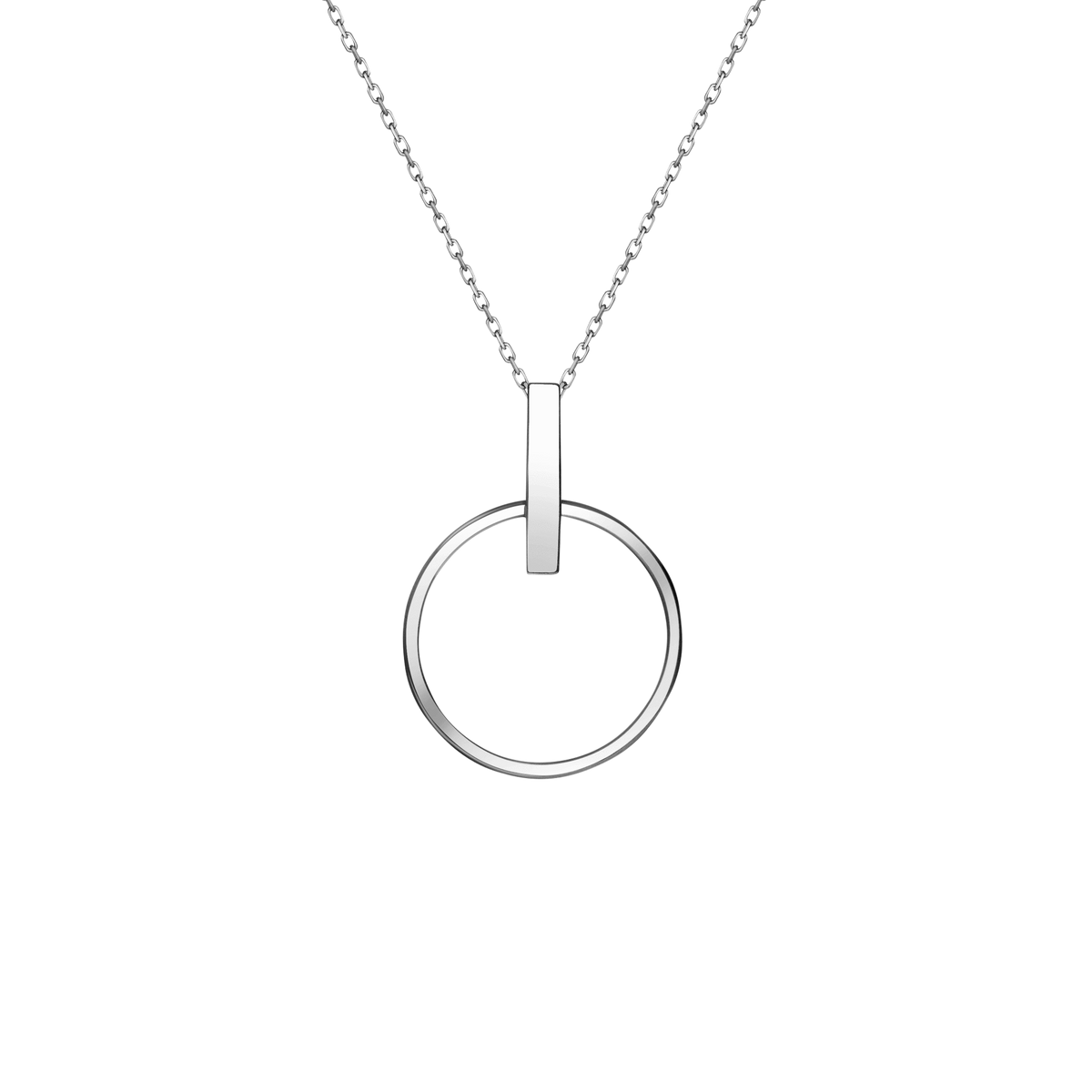 Circle Necklace Sterling Silver White Gold Vermeil 14k White Gold 18k White Gold   Front First