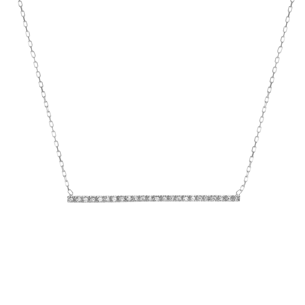 Diamond Bar Pendant Sterling Silver White Gold Vermeil 14k White Gold 18k White Gold White Diamonds     Front First