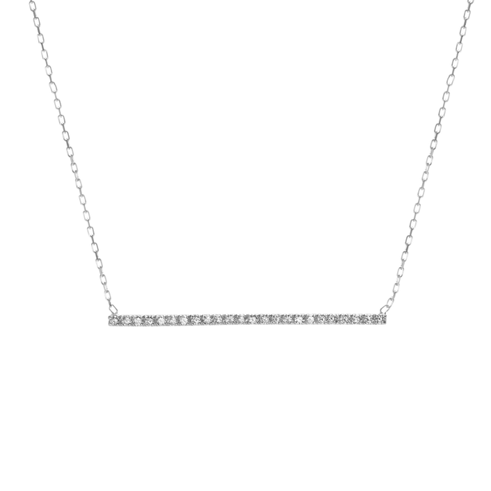 Diamond Bar Pendant Sterling Silver White Gold Vermeil 14k White Gold 18k White Gold White Diamonds     Front First