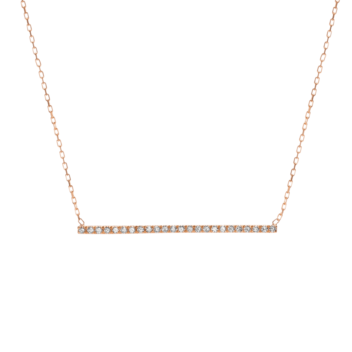 Diamond Bar Pendant Rose Gold Vermeil 14k Rose Gold 18k Rose Gold White Diamonds     Front First