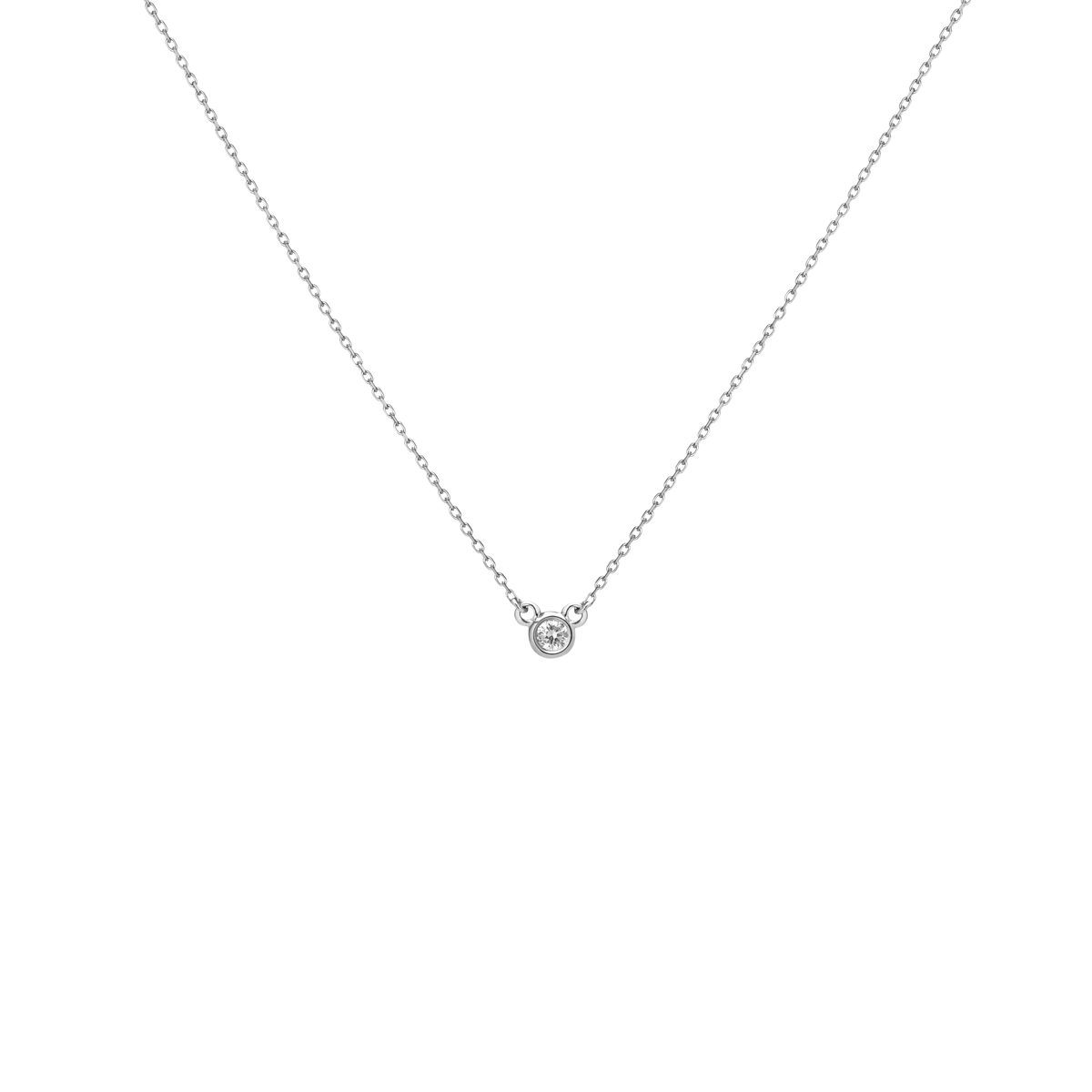 Diamond Bezel Necklace Sterling Silver White Gold Vermeil 14k White Gold 18k White Gold White Diamonds     Front First