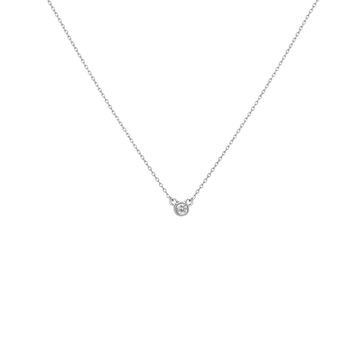Diamond Bezel Necklace Sterling Silver White Gold Vermeil 14k White Gold 18k White Gold White Diamonds     Front First