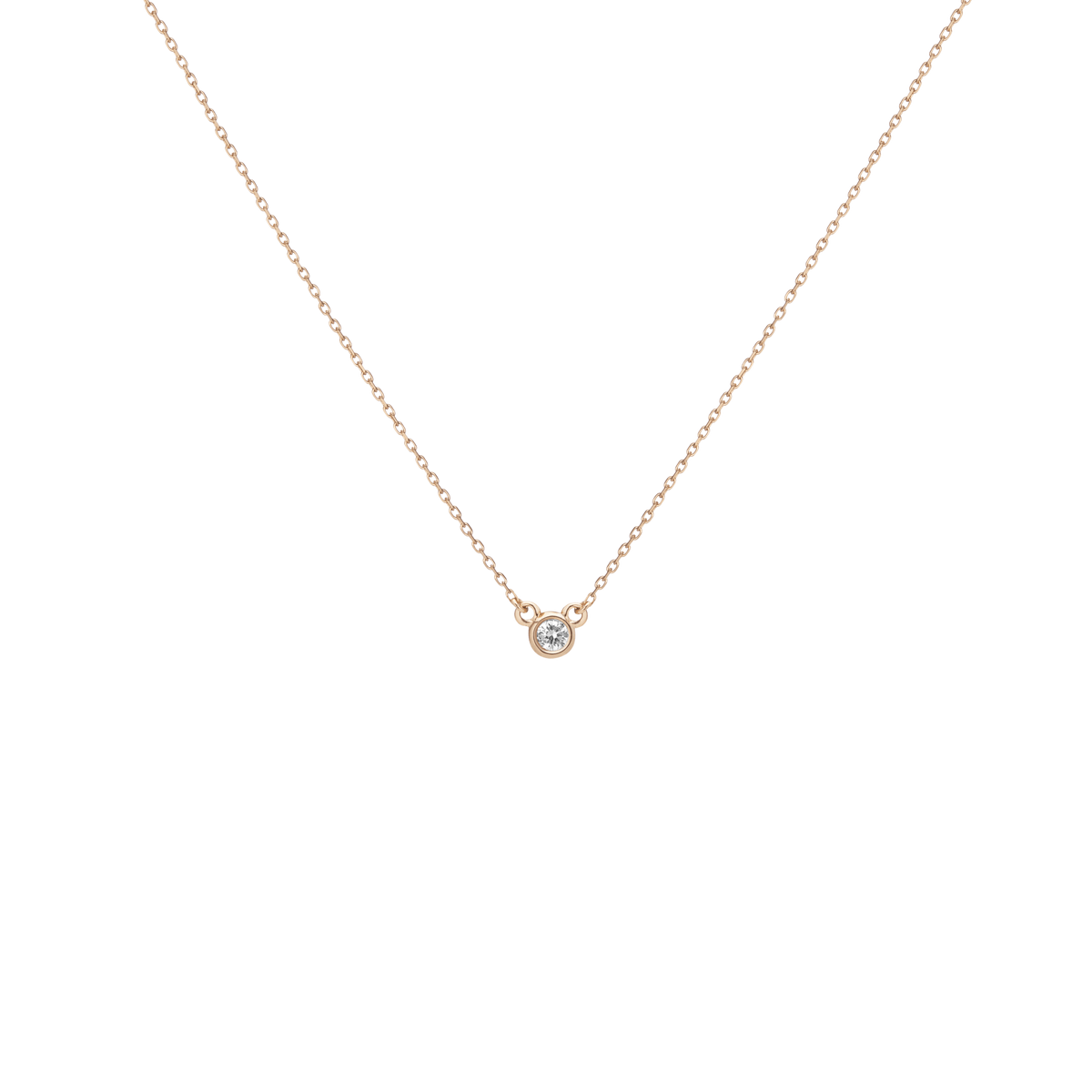 Diamond Bezel Necklace Yellow Gold Vermeil 14k Yellow Gold 18k Yellow Gold White Diamonds     Front First