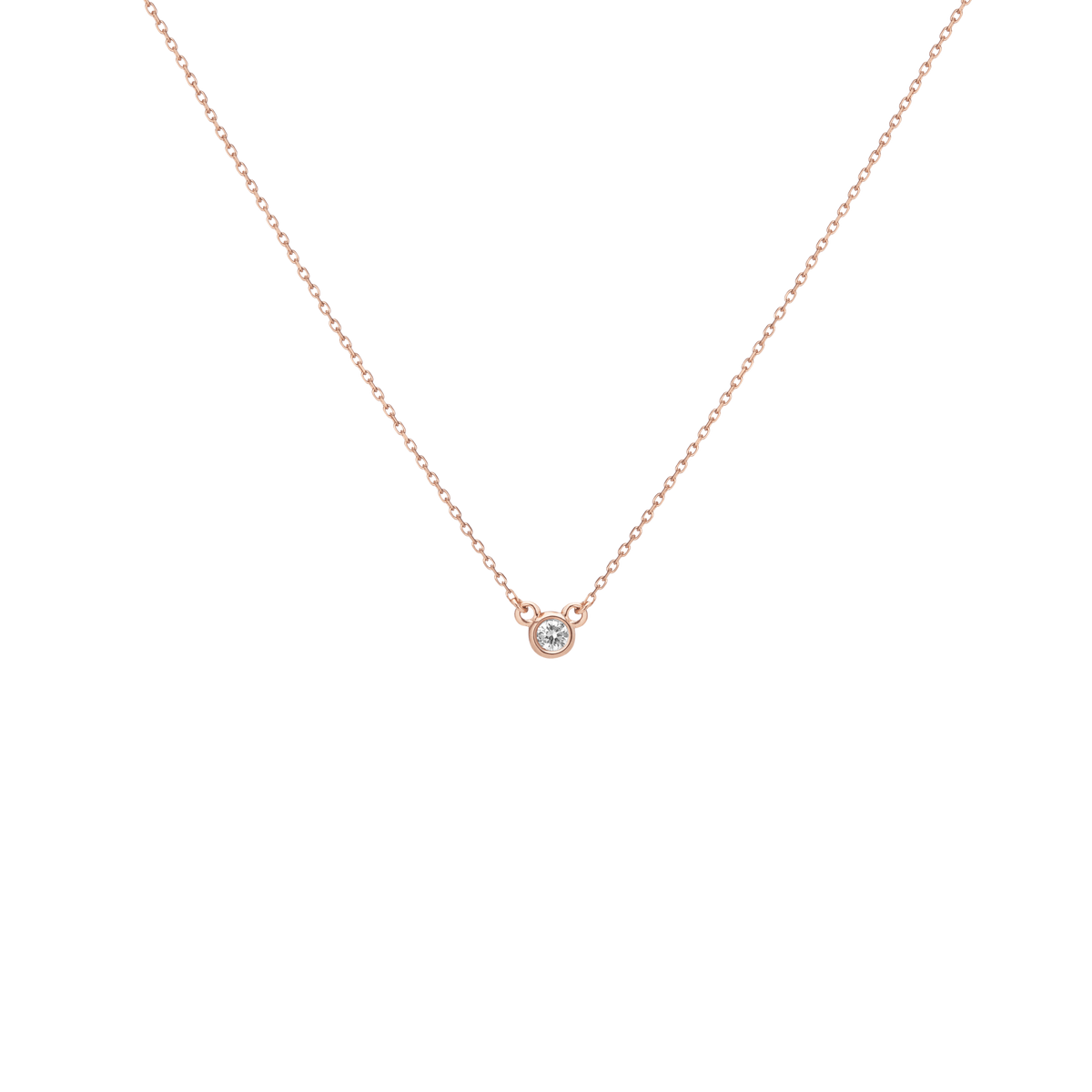 Diamond Bezel Necklace Rose Gold Vermeil 14k Rose Gold 18k Rose Gold White Diamonds     Front First