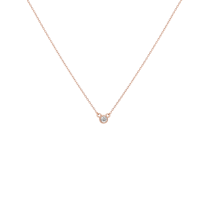 Diamond Bezel Necklace Rose Gold Vermeil 14k Rose Gold 18k Rose Gold White Diamonds     Front First