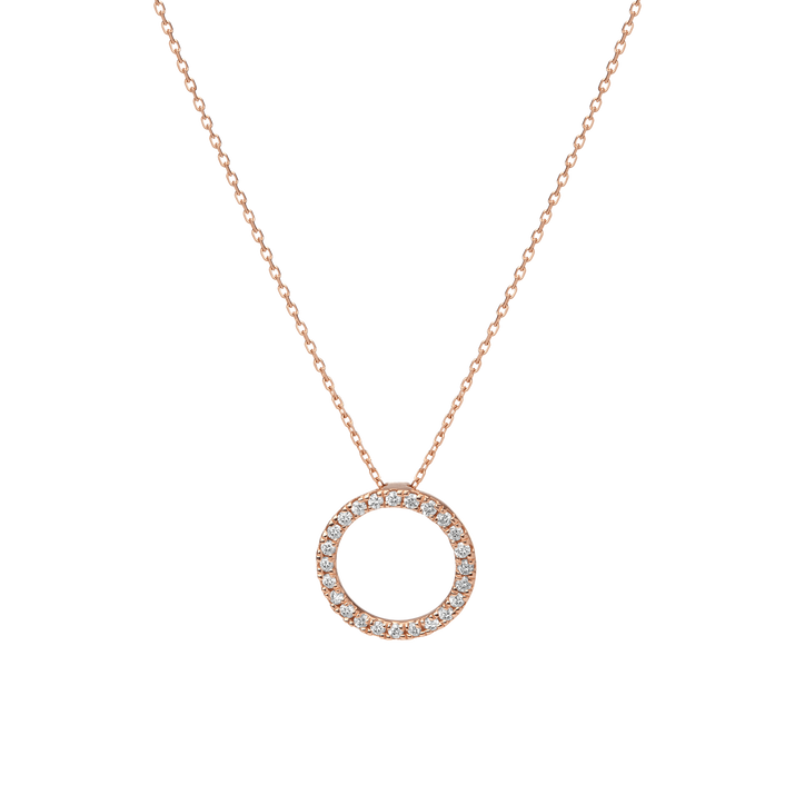Diamond Circle Necklace Rose Gold Vermeil 14k Rose Gold 18k Rose Gold White Diamonds     Front First