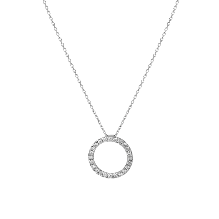 Diamond Circle Necklace Sterling Silver White Gold Vermeil 14k White Gold 18k White Gold White Diamonds    Front First