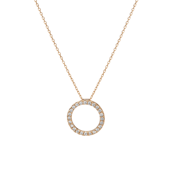 Diamond Circle Necklace Yellow Gold Vermeil 14k Yellow Gold 18k Yellow Gold White Diamonds   Front First