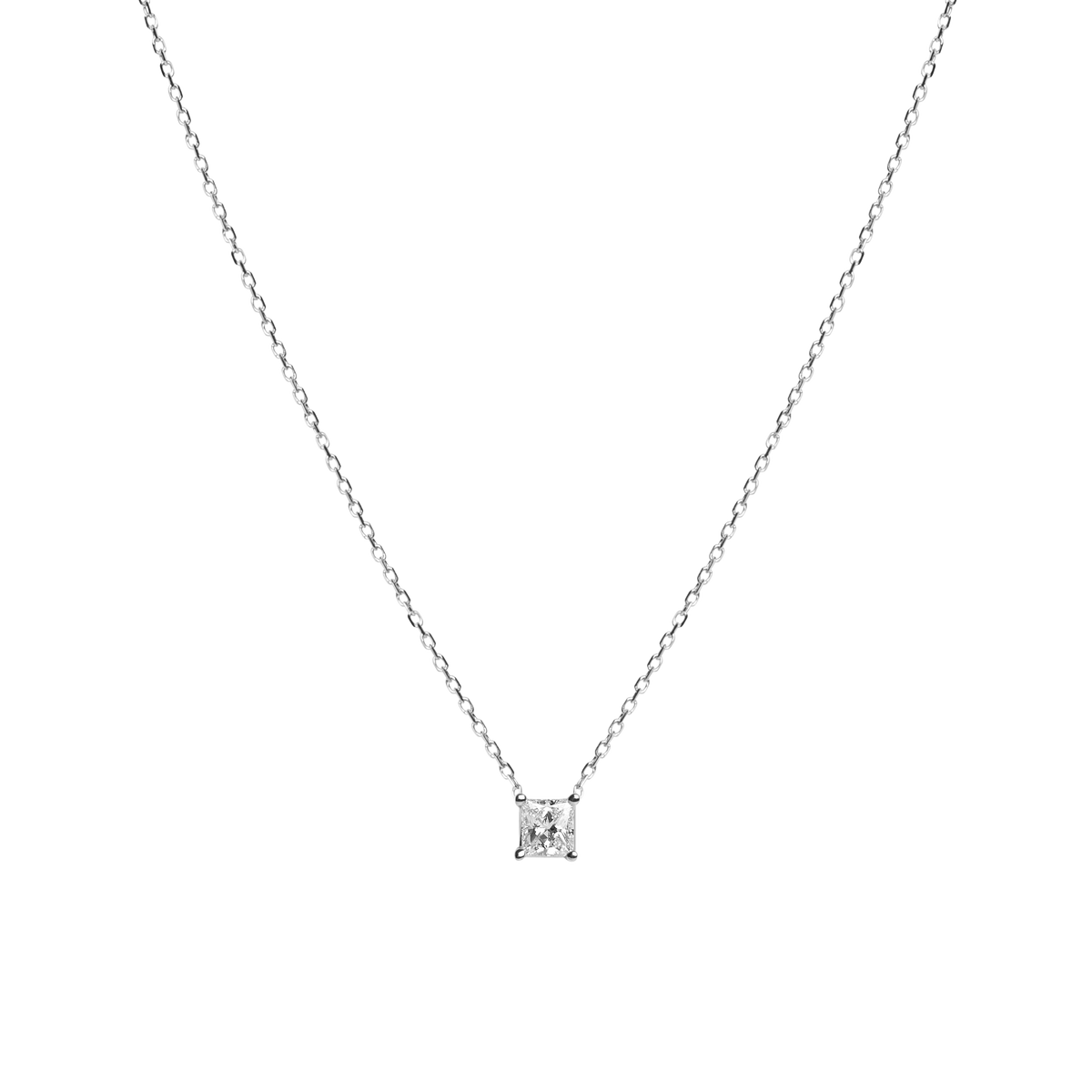 Large Diamond Pendant Necklace Sterling Silver White Gold Vermeil 14k White Gold 18k White Gold  White Diamond Front First