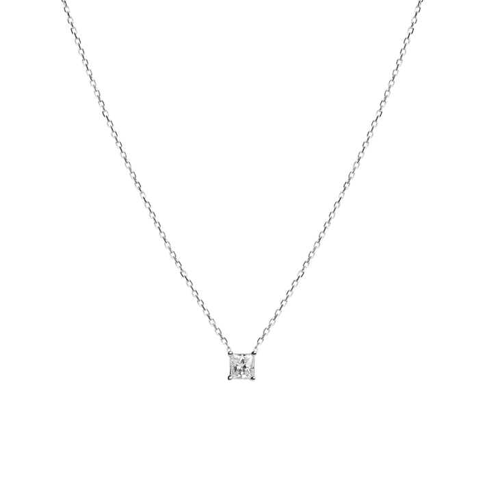Large Diamond Pendant Necklace Sterling Silver White Gold Vermeil 14k White Gold 18k White Gold  White Diamond Front First