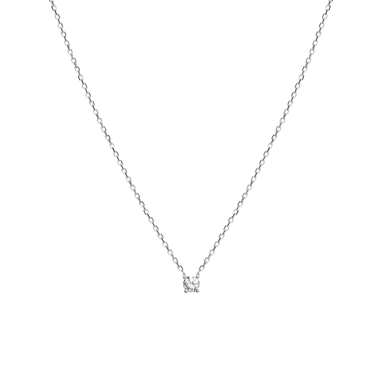 Medium Diamond Pendant Necklace Sterling Silver White Gold Vermeil 14k White Gold 18k White Gold White Diamonds Front First