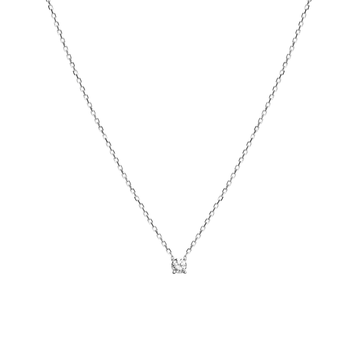Medium Diamond Pendant Necklace Sterling Silver White Gold Vermeil 14k White Gold 18k White Gold White Diamonds Front First