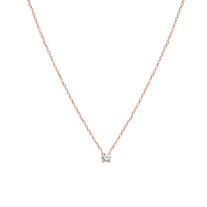 Medium Diamond Pendant Necklace Rose Gold Vermeil 14k Rose Gold 18k Rose Gold   White Diamonds  Front First