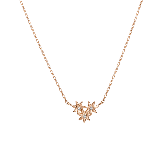 Flower Necklace Mini Pendant with Diamonds Rose Gold Vermeil 14k Rose Gold 18k Rose Gold White Diamonds    Front First