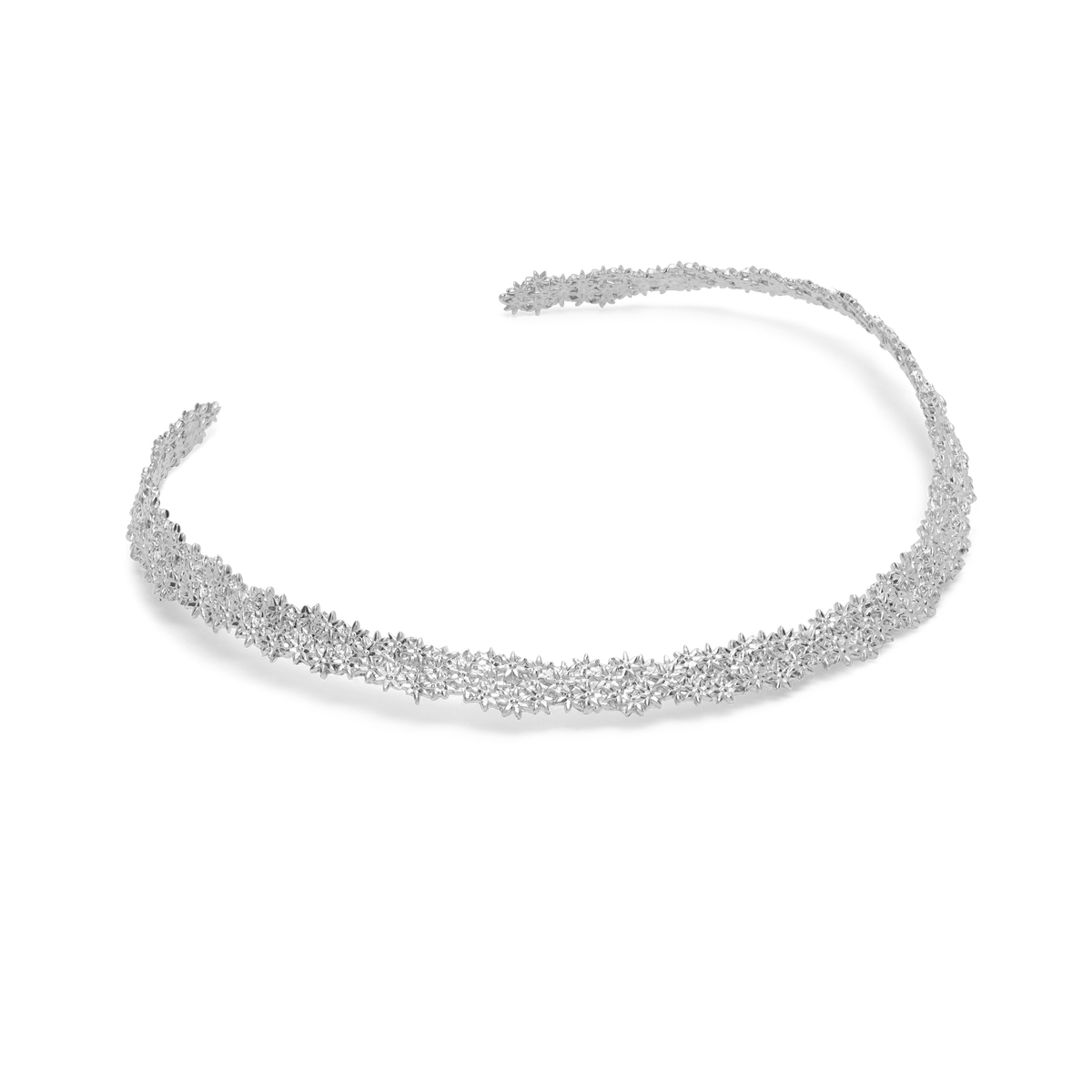Flower Necklace Closed Sterling Silver White Gold Vermeil 14k White Gold 18k White Gold Laid down