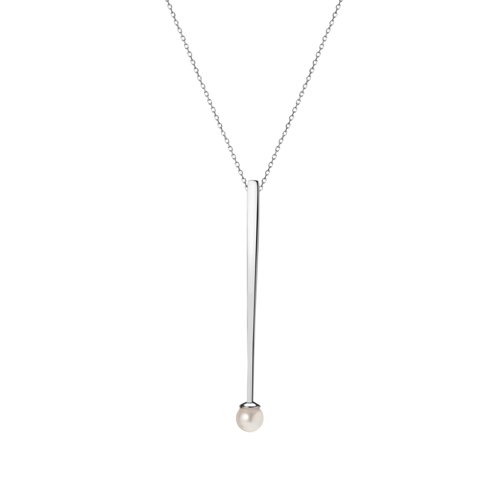 Geometric Pearl Pendant Sterling Silver White Gold Vermeil 14k White Gold 18k White Gold     Front First