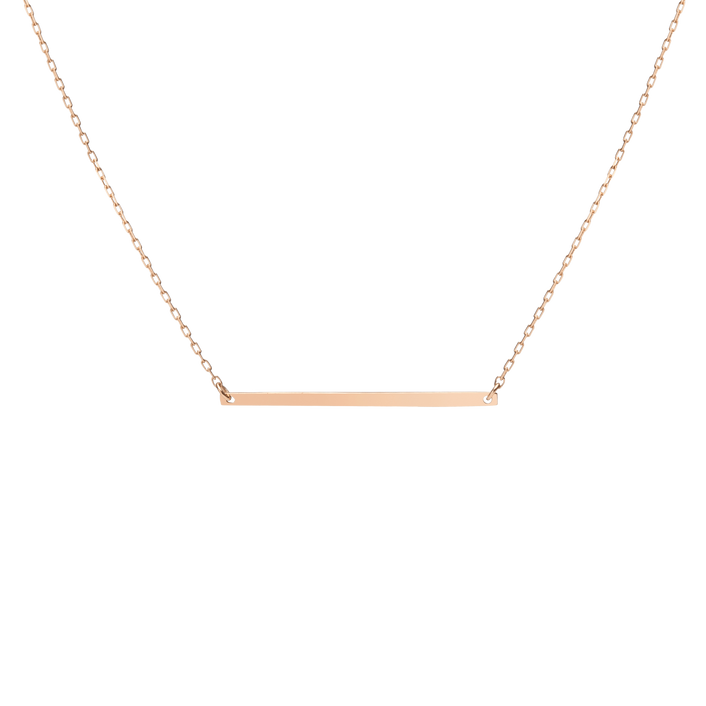 Gold Bar Necklace Rose Gold Vermeil 14k Rose Gold 18k Rose Gold     Front First