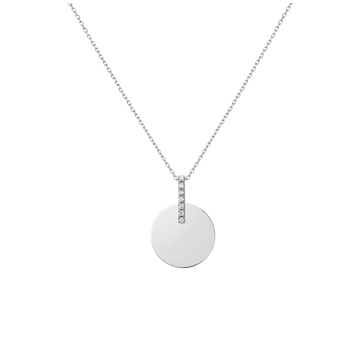 Gold Disk Necklace Sterling Silver White Gold Vermeil 14k White Gold 18k White Gold White Diamonds    Front First