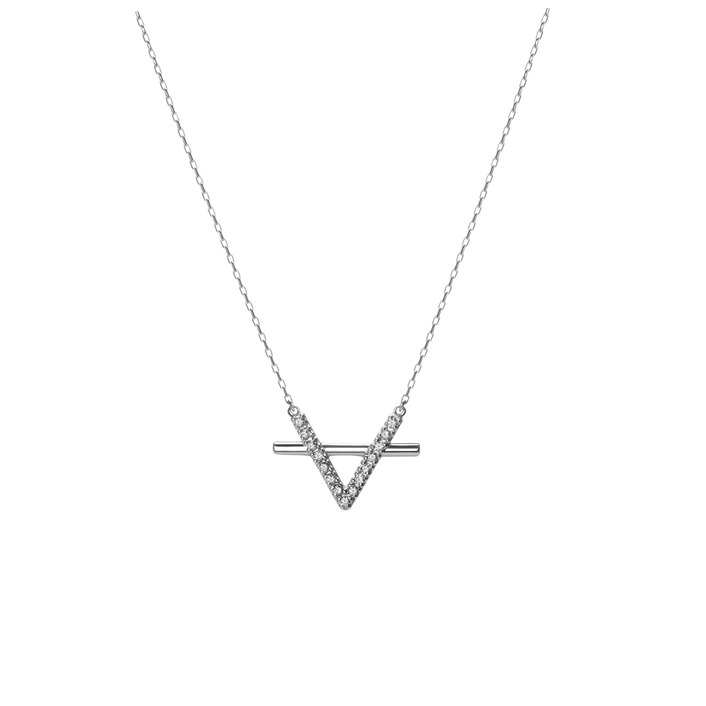 Icon Necklace with Diamonds Sterling Silver White Gold Vermeil 14k White Gold 18k White Gold White Diamonds Front First