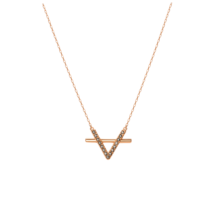 Icon Necklace with Diamonds Rose Gold Vermeil 14k Rose Gold 18k Rose Gold Black Diamonds    Front First