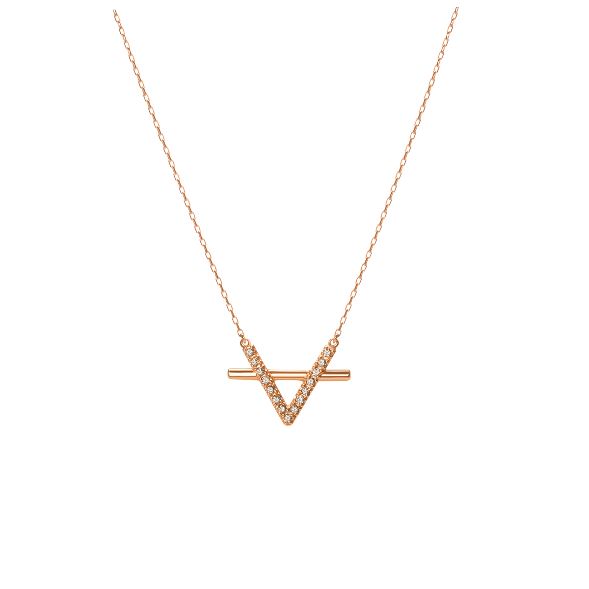 Icon Necklace with Diamonds Rose Gold Vermeil 14k Rose Gold 18k Rose Gold White Diamonds Front First
